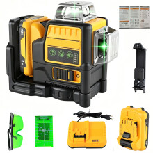 GECOFEER 3D Laser-Nivelliergerät, 12 Linien, 360 Vertikal, 12V Lithium-Akku, Grün, für Außenbereich