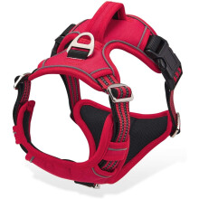 No Pull Dog Harness, Large Medium Dog Harness Reflective Adjustable Dog Vest with Breathable Handle No Pull Sports Chest Harness Red XL