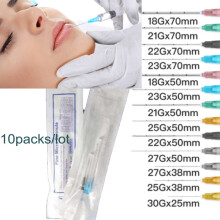 10er-Set stumpfe Kanülen für Filler-Injektionen, 25Gx38mm, für Gesicht und Nase