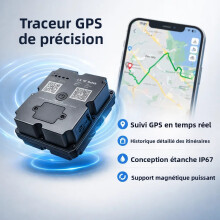 Traceur GPS 4G magnétique, localisateur antivol étanche IP67 avec batterie 7500 mAh pour véhicule et bagages
