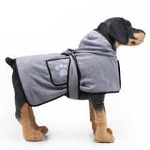 Ultra-fine fiber dog bathrobe (grey M) - absorbent dog towel that can be dried after bathing, swimming or walking in the rain, Pet Supplies