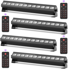 Yiflamefly 4er-Set Bühnenbeleuchtung, UV-Schwarzlicht Wandfluter, 12 LEDs, DMX & Fernbedienung