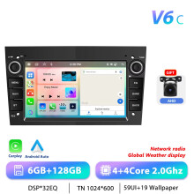 Podofo Autoradio, 2DIN GPS Stereo-Empfänger mit CarPlay und Android, 6-128G 2.0GHz BK für Opel