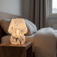 Glazen tafellamp in paddenstoelvorm, LED, 3 lichtkleuren