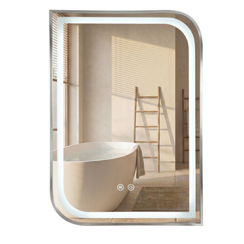 Καθρεφτης Τοιχου Led Zone 80x60 Brush Nickel