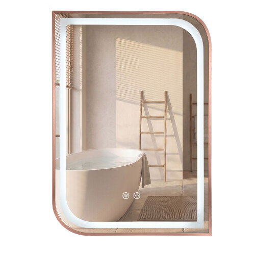 Specchio Led Zone 70x50 Brush Rose Gold