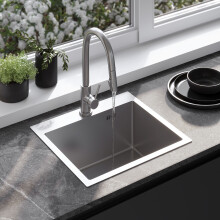 Stainless Steel Sink Leo 50 Brush Nickel without kitchen faucet
