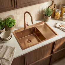 Stainless Steel Sink Fin Brush Copper without kitchen faucet
