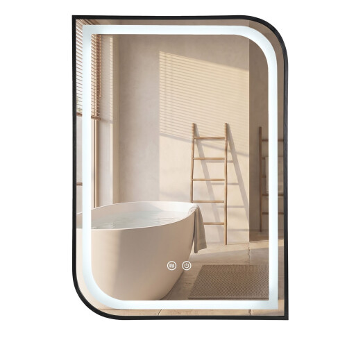 Καθρεφτης Τοιχου Led Zone 80x60 Black