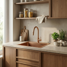 Νεροχύτης Από Μαύρο Ατσάλι Leo 50 Brush Copper Χωρίς βρύση.