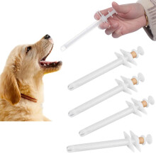 Pet Piller 4 Pieces Plastic Pet Pill Poppers Handy Durable Pet Pill Dispenser Medical Tablets Feeding Tool for Dogs and Large Cats