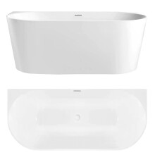 Wall Acrylic Bath Capri Slim 170cm Black plug cap