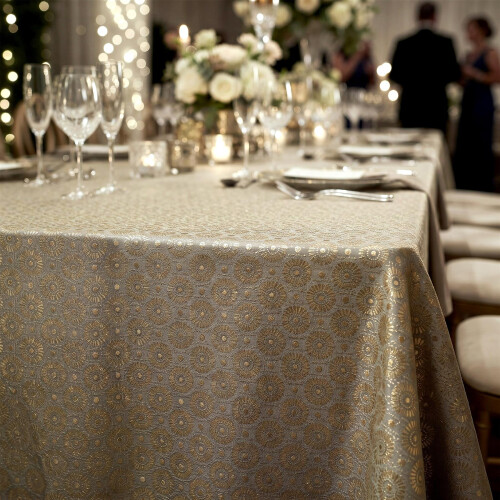 GEEZY (Gold) GEEZY Rectangle Table Cloths 145x250cm Metallic Pattern Table Cover Dining Parties 1