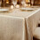 GEEZY (Ecru) GEEZY Rectangle Table Cloths 145x250cm Metallic Pattern Table Cover Dining Parties 2