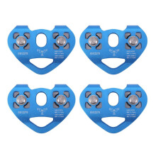 4X Heart-Shape Climbing Double Pulley Steel Cable Rope 13mm Climbing Device High Speed Zipline Trolley 24KN
