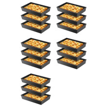 15 Piezas Moldes para Pizza Estilo Detroit, Rectangulares y Duros, Antiadherentes, Estilo Siciliano, Pre-Sazonados.