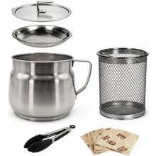 Panela com Filtro Óleo 68 Oz (Aproximadamente 2 Litros) com Cesto para Fritadeira, Ideal para Fritar e Armazenar Óleo. Inclui Cesto para Fritadeira,