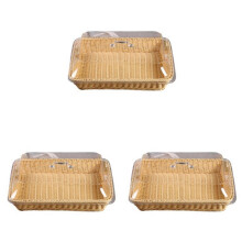 3X Cesta com Tampa,Cesta com Tampa para Comida,Cesta de Servir Comida de Mesa,Cesta de Piquenique Tecida,Cesta de Pão para Servir Bege