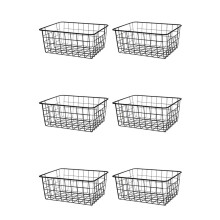 6X Cesta con Cable de Hierro Hueco, Cestas de Almacenamiento Cesta de Metal Sin Baño Intercalado Organizador de Cocina Negro
