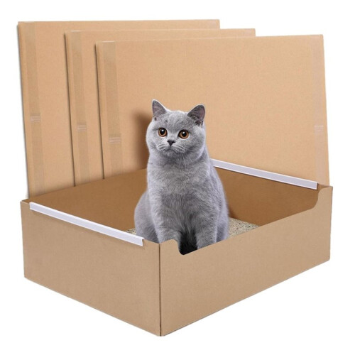 4-Pack Engångslådor för Katt, Vikbar Vattentät Kartong, Läckagesäkert Foder, Resevänlig, Enkel Rengöring
