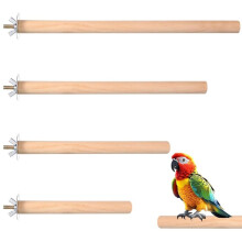 4Pcs Wooden Perches Stand, Natural Wood Bird Cage Perch Set for Small and Medium Birds