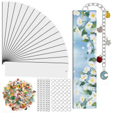 61 Marcapáginas en para Sublimación con Dijes, Cadena y Anillas, Marcapáginas de Madera en para Manualidades y Regalos