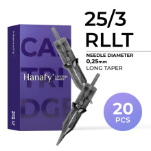 Hanafy 25/3 RLLT Round Liner – PMU Needle Cartridges (20 pcs)