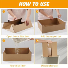 4-Pack Disposable Cat Litter Boxes, Foldable Waterproof Cardboard,Leak-Resistant Lining, Travel Friendly, Easy Cleanup