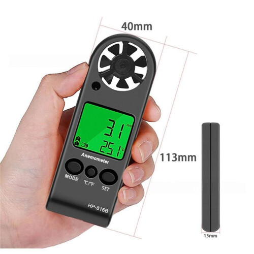Digital Anemometer,Wind Speed & Temperature Tester with LCD Backlight,Wind Chill Function for Wind Velocity Measurement 2