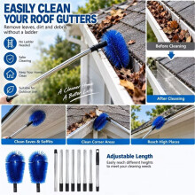 Gutter Cleaning Brush Set Adjustable Length Cleaning Tool for Effortless Home, Kitchen & Living Space Debris Removal