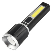 Multifunktionale LED-COB-Taschenlampe, Wiederaufladbar, mit Akkuanzeige, Tragbare Notfall-Taschenlampe für Camping
