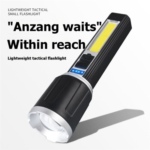Multifunctional LED COB Flashlight Rechargeable Flashlight with Power Display Portable Camping Emergency Torch 2