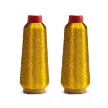 2 Rollos de Hilo de Bordar A Máquina con Purpurina Dorada, 3000 M, 0,15 mm, Hilo Metálico de Poliéster para Costura y Manualidades