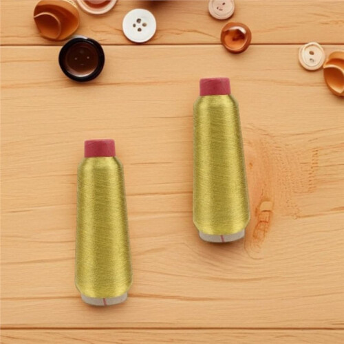 2 Rolls Machine Embroidery Thread Golden Glitter, 3000m, 0.15mm, Polyester Metallic Thread for Sewing and Crafts 1