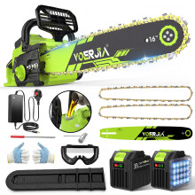 VOERJIA 16 Inch Cordless Chainsaw, 36V 2300W Brushless Battery Powered Chain Saw with 2 Batteries, Auto Oiler, Tool-Free Tension, 18m/s Chain Speed