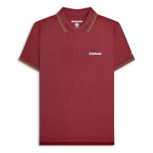 (2XL, Burgundy (Thunderstorm/Rustic Brown)) Lambretta Mens Twin Tipped Short Sleeve 3 Button Placket Cotton Polo Shirt Top