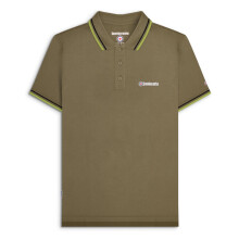 (3XL, Khaki (Black/Sage)) Lambretta Mens Twin Tipped Short Sleeve 3 Button Placket Cotton Polo Shirt Top