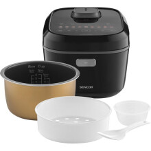 Sencor SRM 3900BK Induction Rice Cooker - Includes Steaming - Keep Warm Function - 13 Programs - Cast Iron Pot - 3 L - Black
