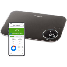 Sencor SKS 7178BK Connected Kitchen Scale - Scan Barcodes - Sencor FOOD App - Nutritional Information - Weighing 8 kg - Black