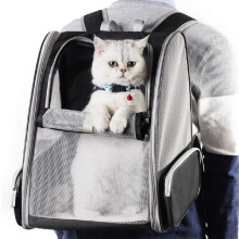 Black-Carrying Bag for Cats Small Dogs 7.5kg, Breathable Mesh Backpack for Small Animals, Spacious Foldable with Removable Plush Mattress