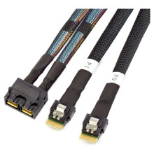 Miniature SAS HD SFF-8643 8i to 2x SlimSAS SFF-8654 4i Cable, 24Gbps SAS Server Breakout Adapter 32AWG Copper Wire