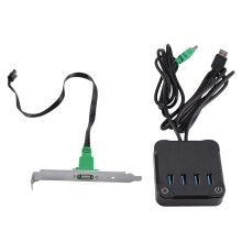 Desktop PC External Power Reset Button 4-Port USB3.0 Hub One Touch Off Extension for Computer Case Repair