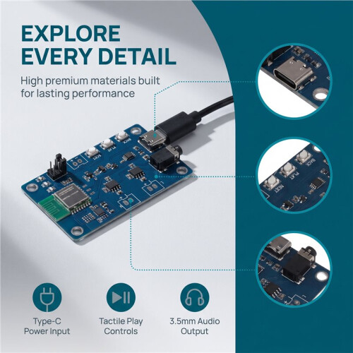 EWT104-BT60SP3 Audio Data Transmission Module BLE5.2  Audio Data Demo Board 3,5 mm Audio Output Control Keys 1