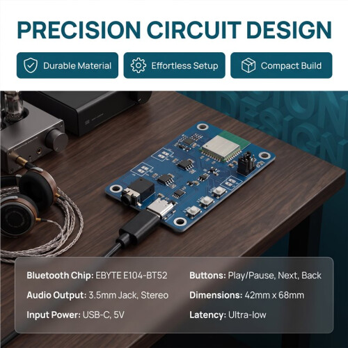 EWT104-BT60SP3 Audio Data Transmission Module BLE5.2  Audio Data Demo Board 3.5mm Audio Output Control Keys 2
