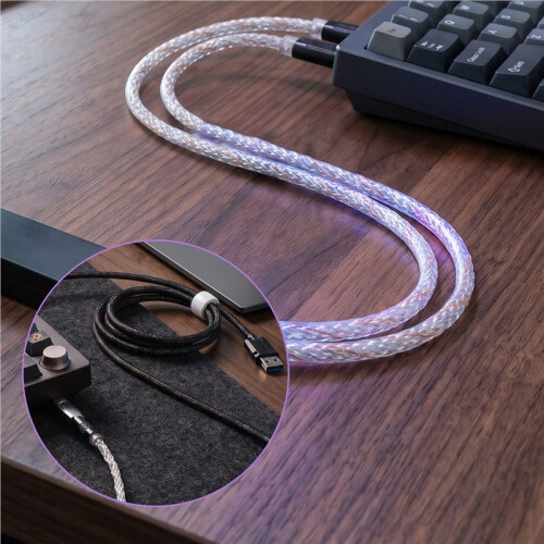 Cabo Trançado 2 em 1 de 1,5 M para Teclado e Mouse com Iluminação RGB Gradiente para Jogos 1
