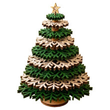 Albero di Natale da Tavolo DIY con Fiocchi di Neve 3D, Assemblabile e Smontabile, con Decorazioni Natalizie per La Casa, Feste e Come Regalo.