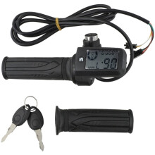 Twist Throttle with LED Display 24-72V E-Scooter Grip Handlebar 3 Gear Adjustable Voltage Meter Scooter Accessories,1Kit