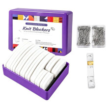 120PCS Knit Blocking Pins Kit, Knit Blockers, Knitting Block Tool Includes 20 Blocking Combs 100 T Pins 1 Measuring Tape