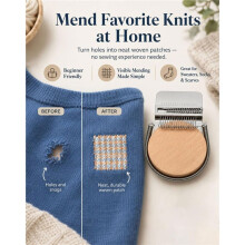 Knit Patch Kit - Miniature Darning Looming Tool, Small Weaving Tool for Clothing Repair 14 Hooks Weaving Looming Tool