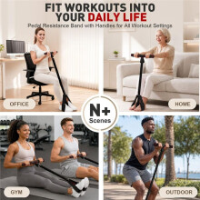 Upgraded Pedal Resistance Band with Handles, 55lb Multifunction Tension Rope for Core, ABS, Legs & Arms Home Workout